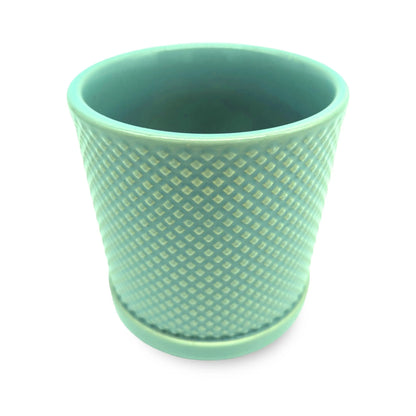 Ceramic Lauren Blue Plant Pot Leaf Culture