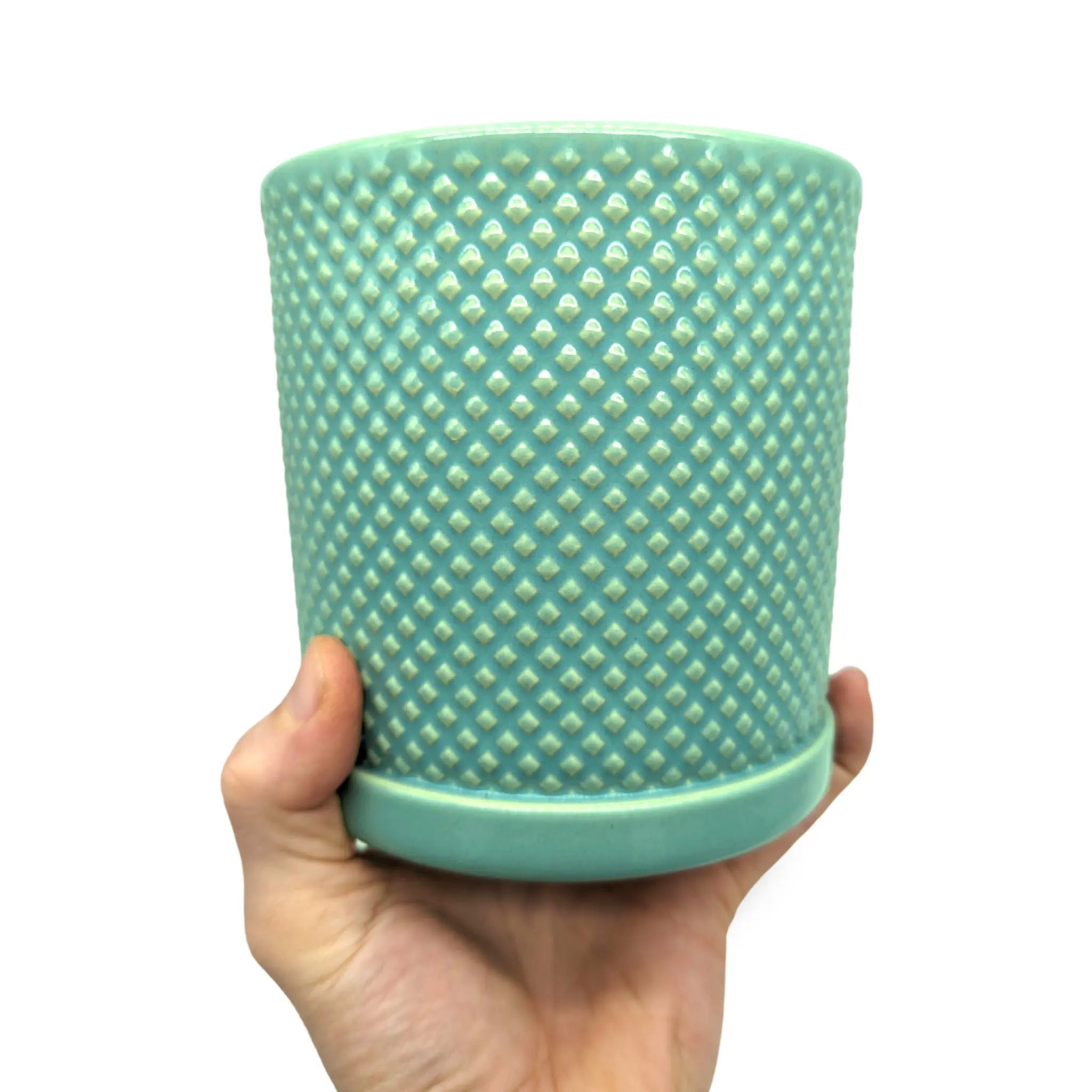 Ceramic Lauren Blue Plant Pot Leaf Culture