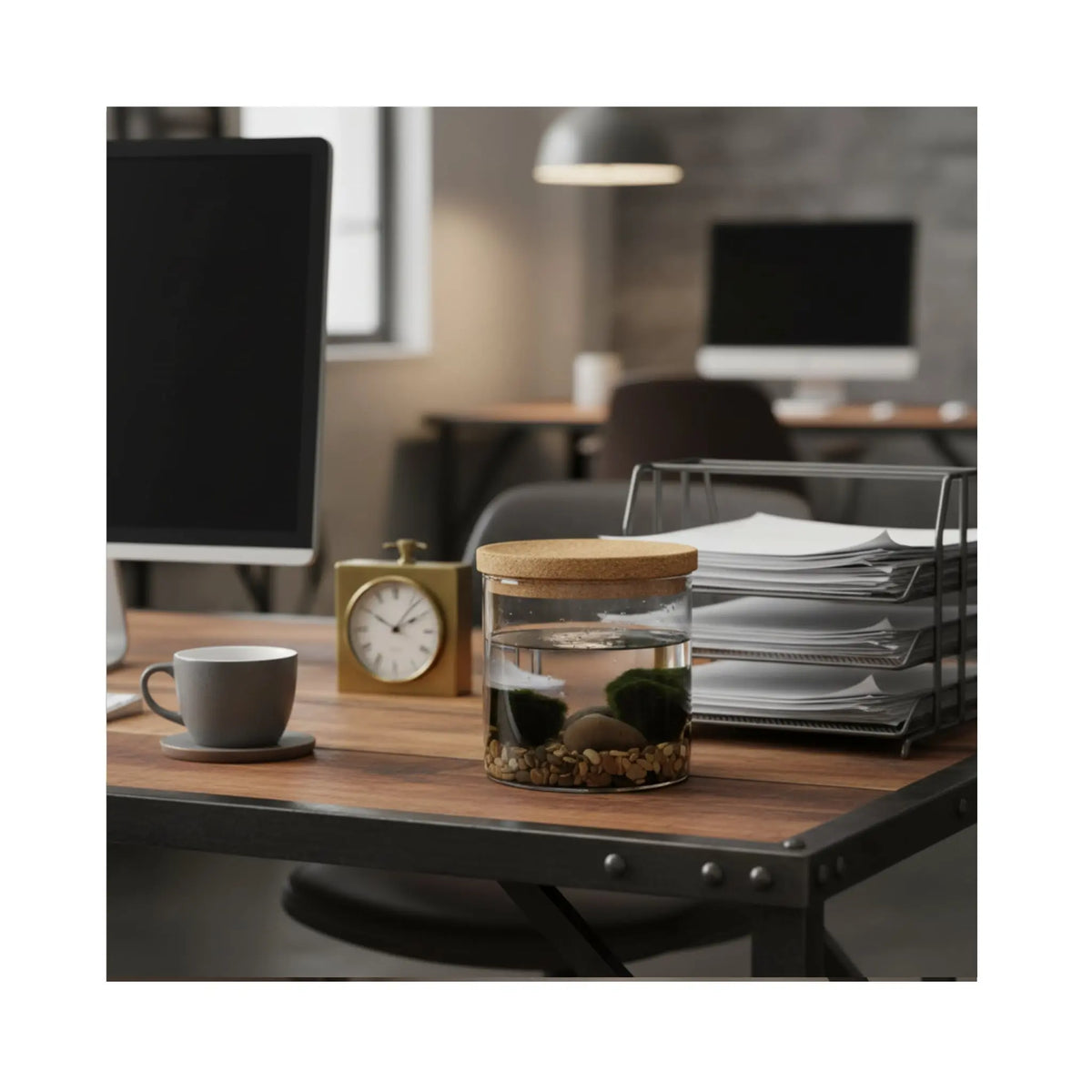 Mini Moss Ball Terrarium | Marimo Aquatic Ecosystem - Desk Gift