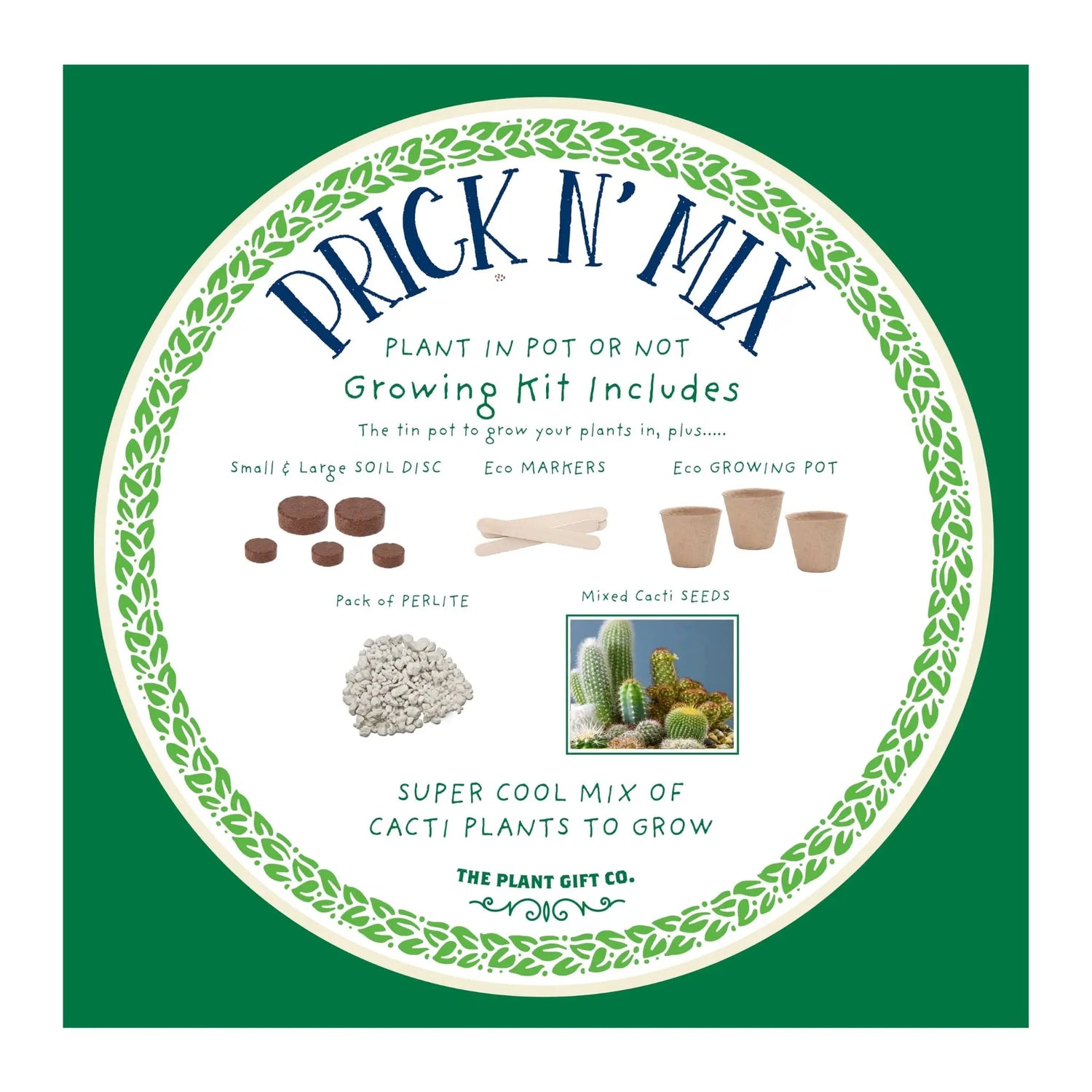 Prick N Mix. Eco Grow Your Own Cactus, Gardening Kit Plant Gift Co