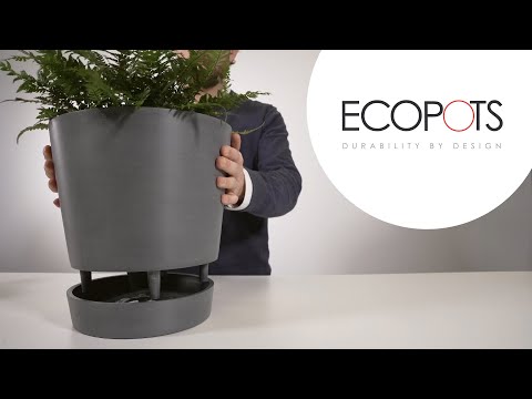 Ecopots Venice Smart Plant Pot - Grey - Leaf Culture